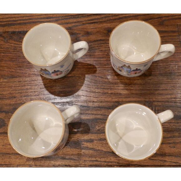 International Stoneware Farm County Cups Coffee Mugs Lot of 4 - Picture 2 of 3